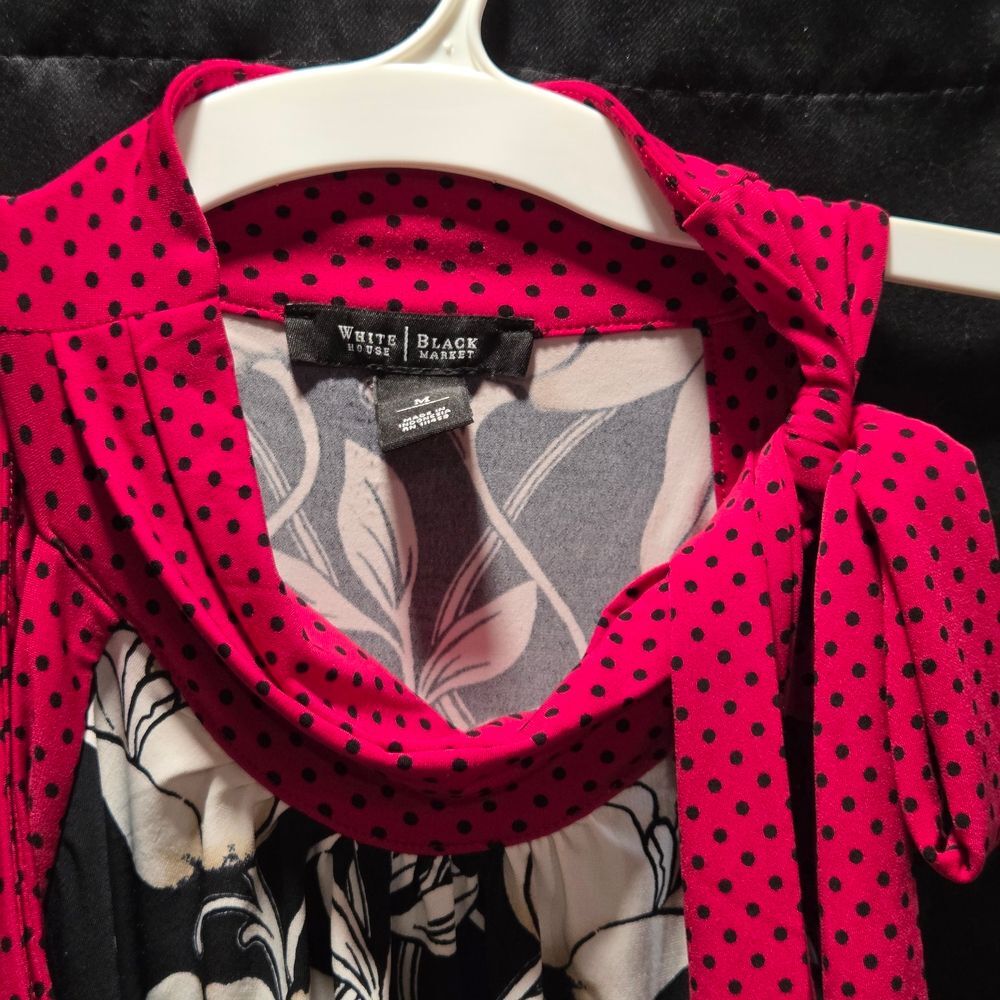 White House Black Market Chic Cowl Drape Floral Polka Dot Sleeveless Tank Top